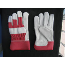 Cow Grain Full Palm Red Color Drill Cotton Back Work Glove